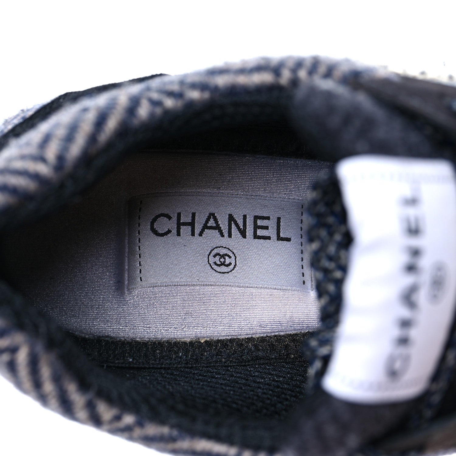 Chanel Fabric Suede Calfskin CC Sneakers 41 Black Grey Dark Grey 13 of 14