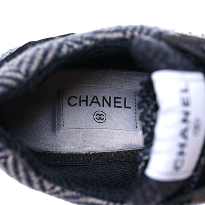 Chanel Fabric Suede Calfskin CC Sneakers 41 Black Grey Dark Grey 13 of 14