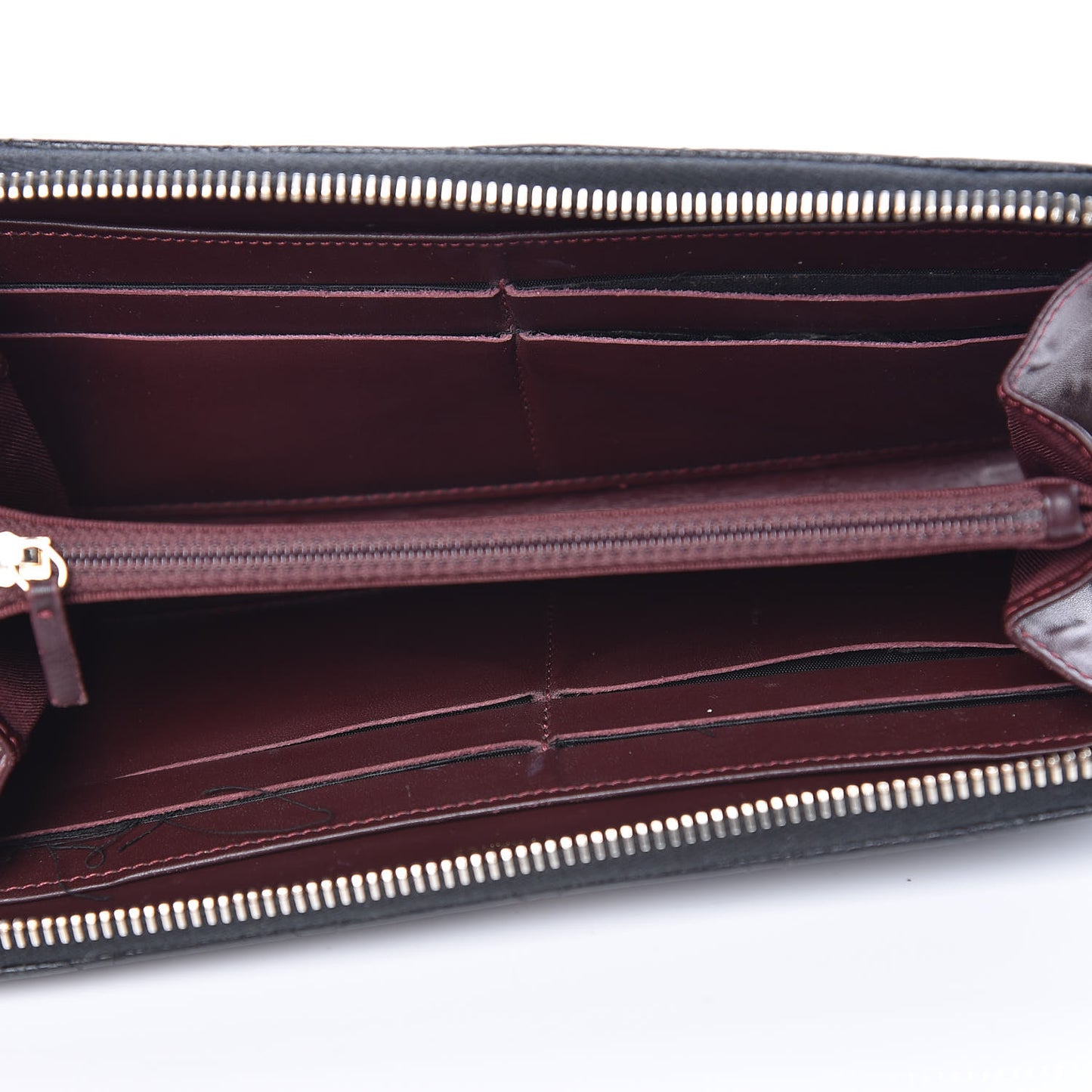Caviar Quilted Large Zip Around Wallet Black
