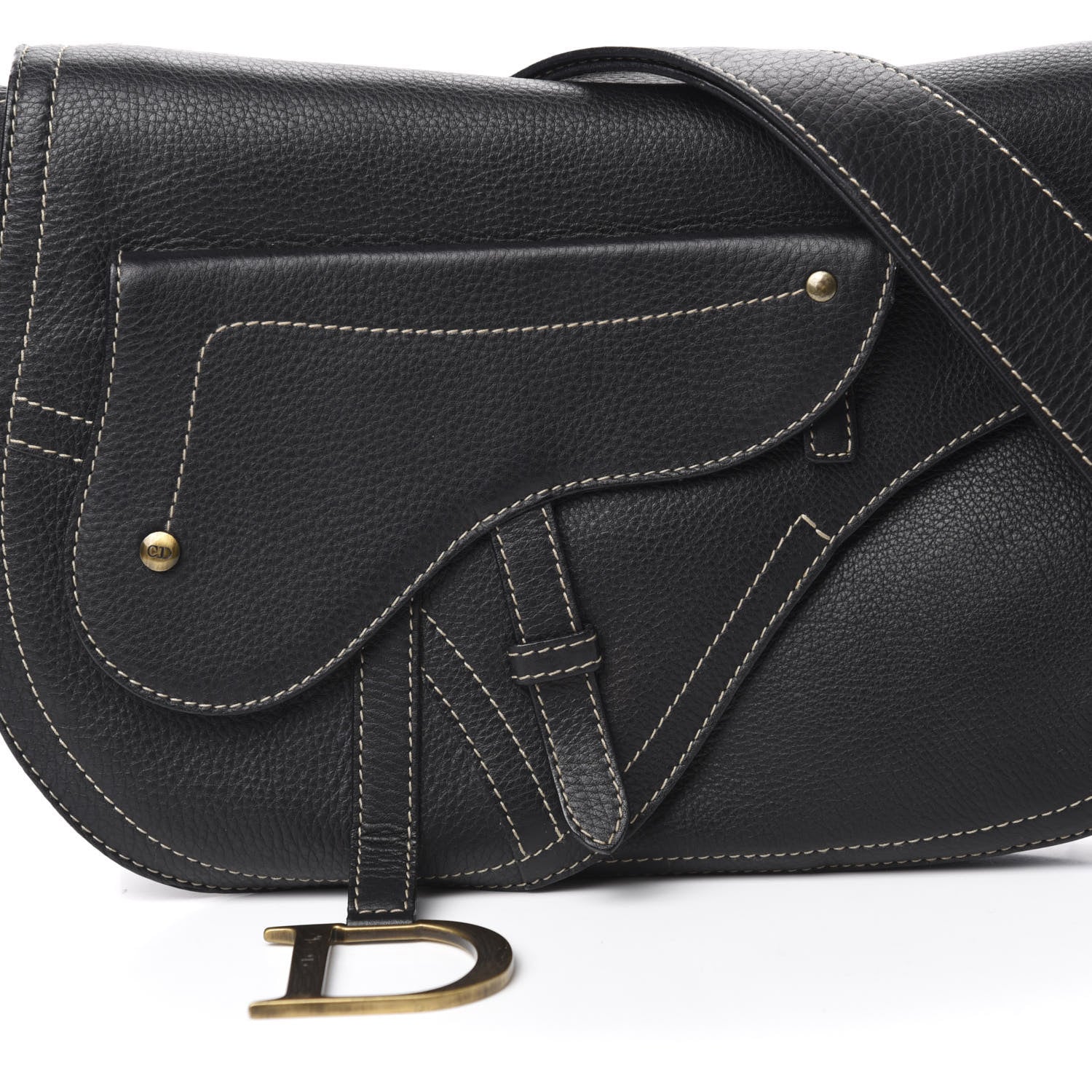 Christian Dior Grained Calfskin Double Saddle Bag Black 10 of 10