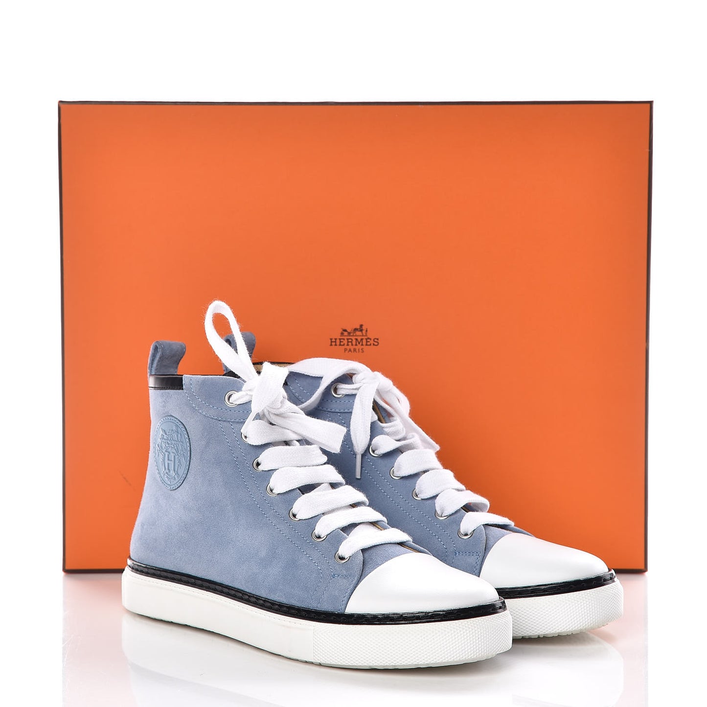 Chevre Velours Womens Jimmy High Top Sneakers 37 Bleu Glacier Black