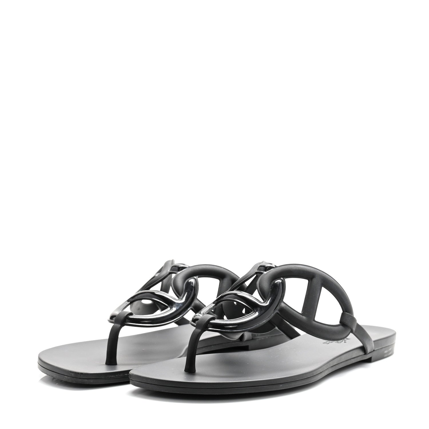 Hermes Rubber Womens Egerie Sandals 37 Black 4 of 10