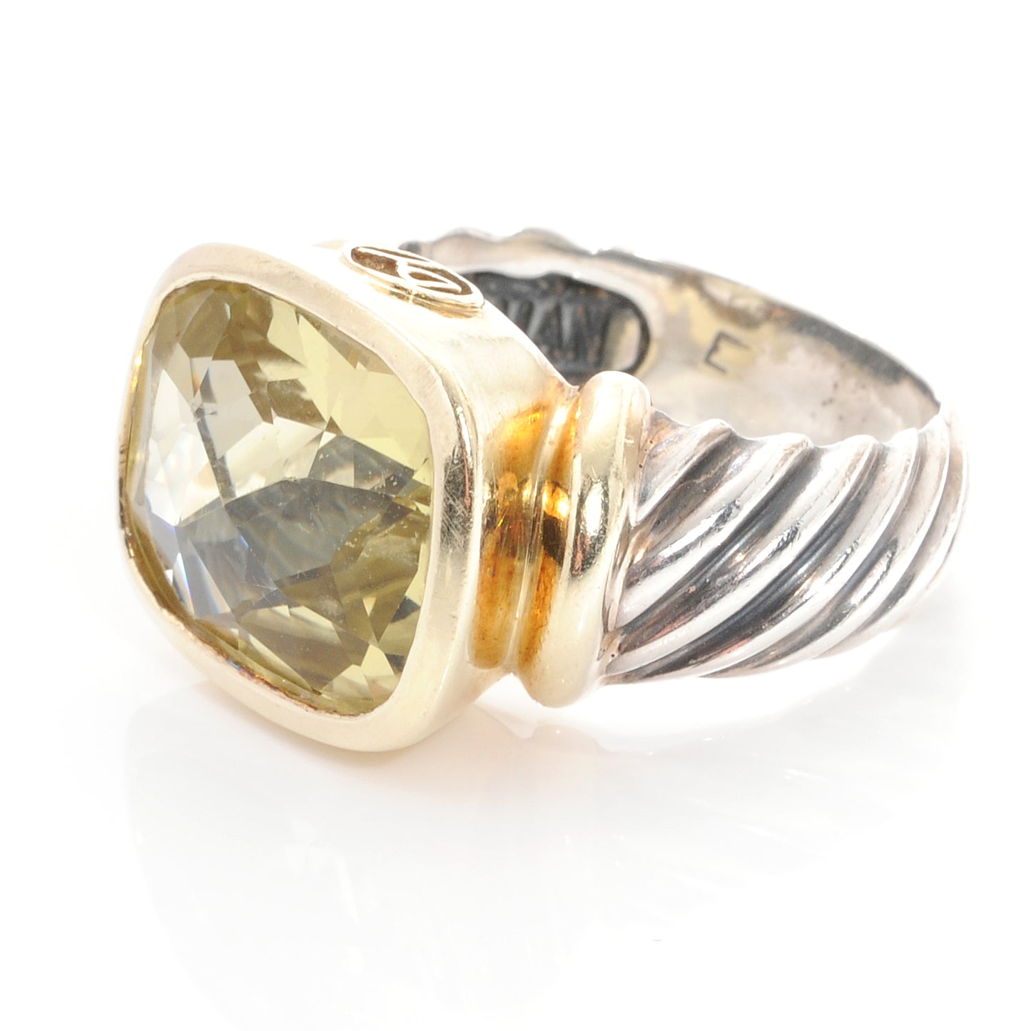 Sterling Silver and 14k Lemon Citrine Ring 7