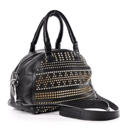 Christian Louboutin Calfskin Mix Chevron Spikes Small Panettone Bowling Bag Black 3 of 13