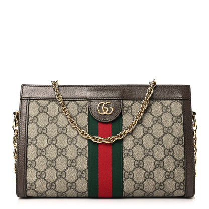 Gucci GG Supreme Monogram Web Small Ophidia Chain Shoulder Bag Brown 1 of 9
