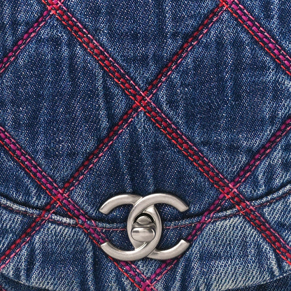 Chanel Denim Quilted Coco Beach Messenger Bag Blue 8 of 11