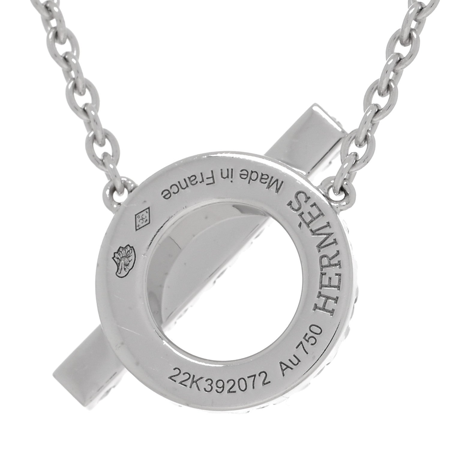 Hermes 18K White Gold Diamond Finesse Pendant Necklace 4 of 6