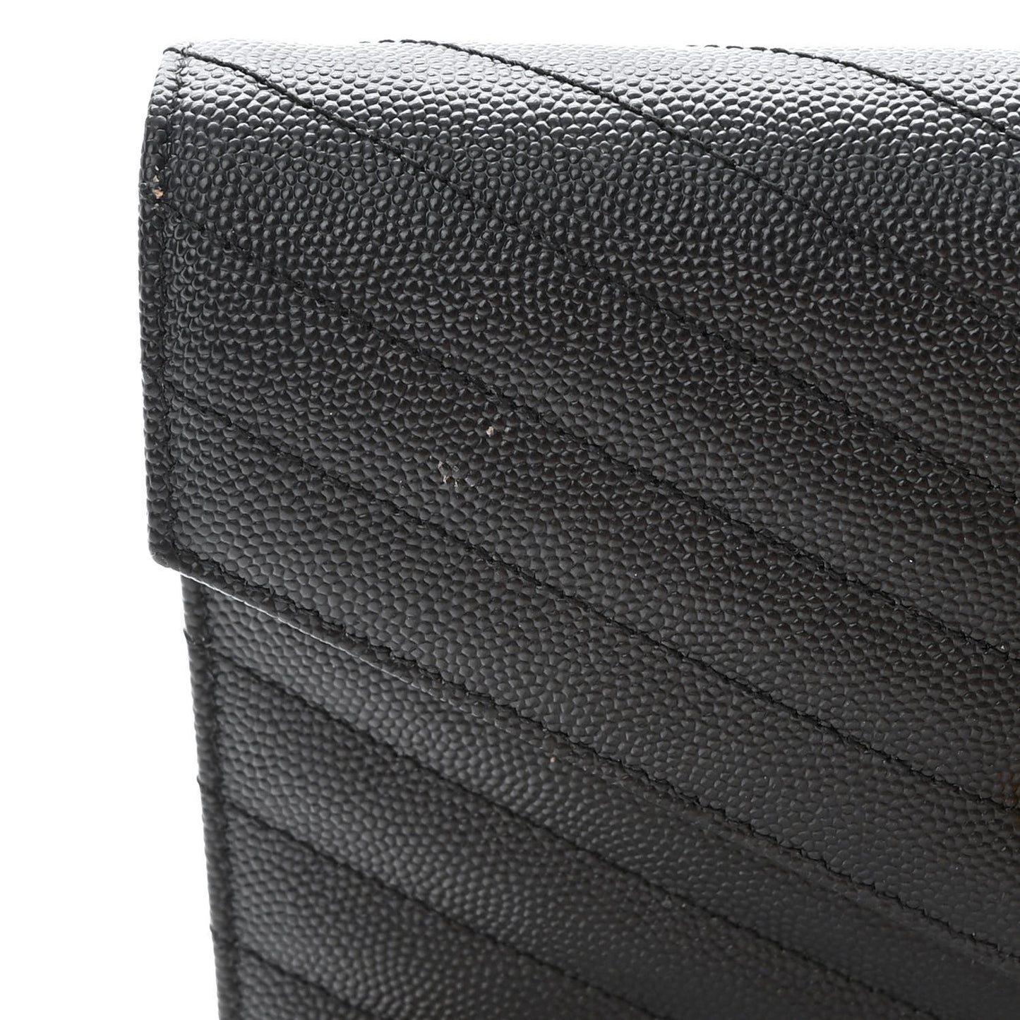 Grain De Poudre Matelasse Chevron Monogram Envelope Chain Wallet Black