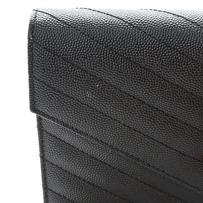 Saint Laurent Grain De Poudre Matelasse Chevron Monogram Envelope Chain Wallet Black 13 of 15