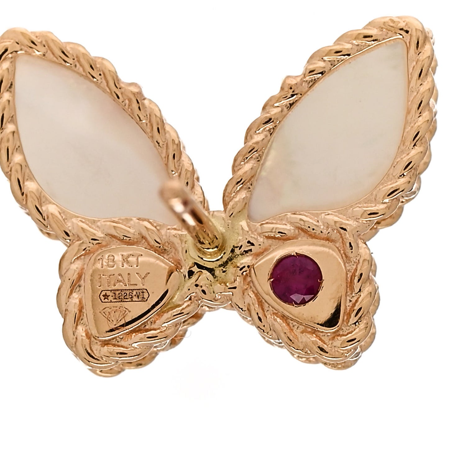18K Rose Gold Diamond Mother of Pearl Butterfly Earrings