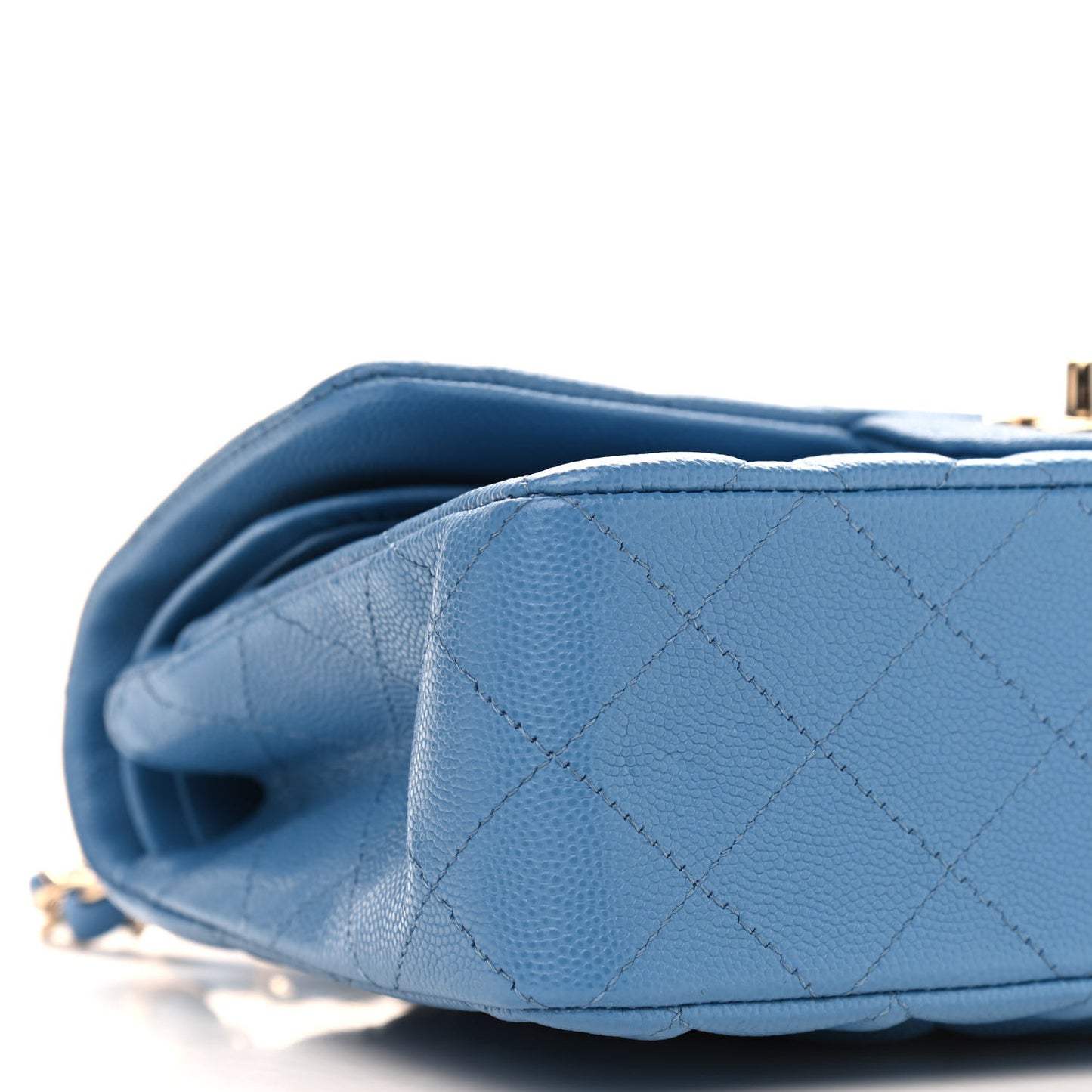 Caviar Quilted Small Double Flap Blue