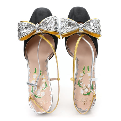 Valentino Garavani Metallic Embellished Bowow 45mm Slingback Pump 38 Black 2 of 10