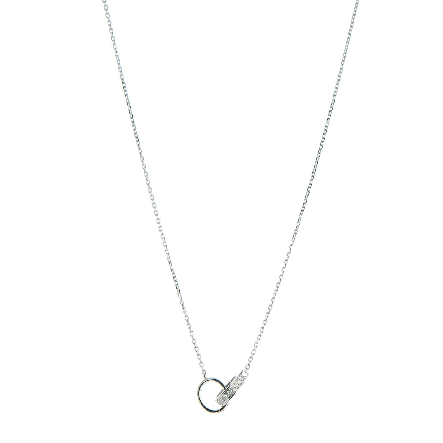 Cartier 18K White Gold Diamond Interlocking LOVE Necklace 1 of 7