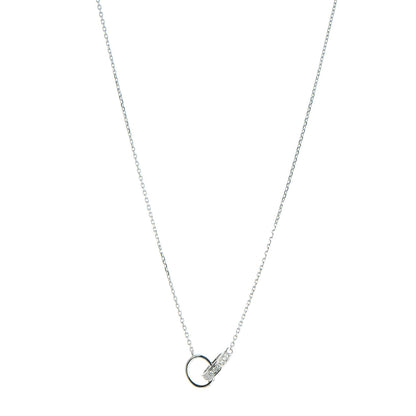 Cartier 18K White Gold Diamond Interlocking LOVE Necklace 1 of 7