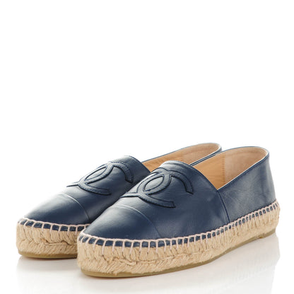 Chanel Lambskin CC Espadrilles 36 Dark Navy 3 of 9