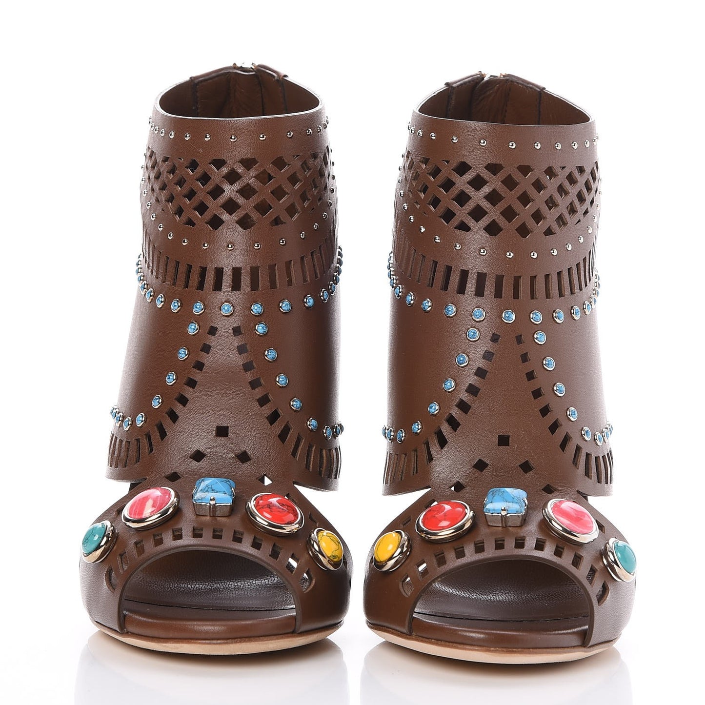 Calfskin Laser Cut Lika Ankle Boot 38 Nut Brown