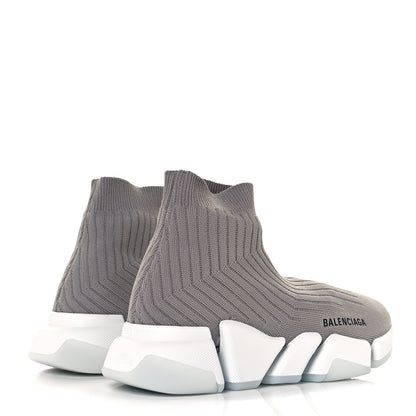 Balenciaga Ribbed Knit Womens Speed 2.0 Transparent Sole Sneakers 37 Baltic Grey White 4 of 7
