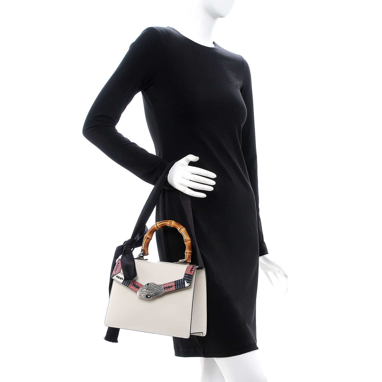 Gucci Calfskin Snakeskin Small Lilith Top Handle Bag White 2 of 11