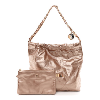Chanel Metallic Calfskin Quilted Small Chanel 22 Pink 3 of 12