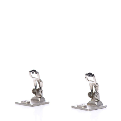 Chanel Metal Square CC Symbols Clip On Earrings Silver 3 of 4
