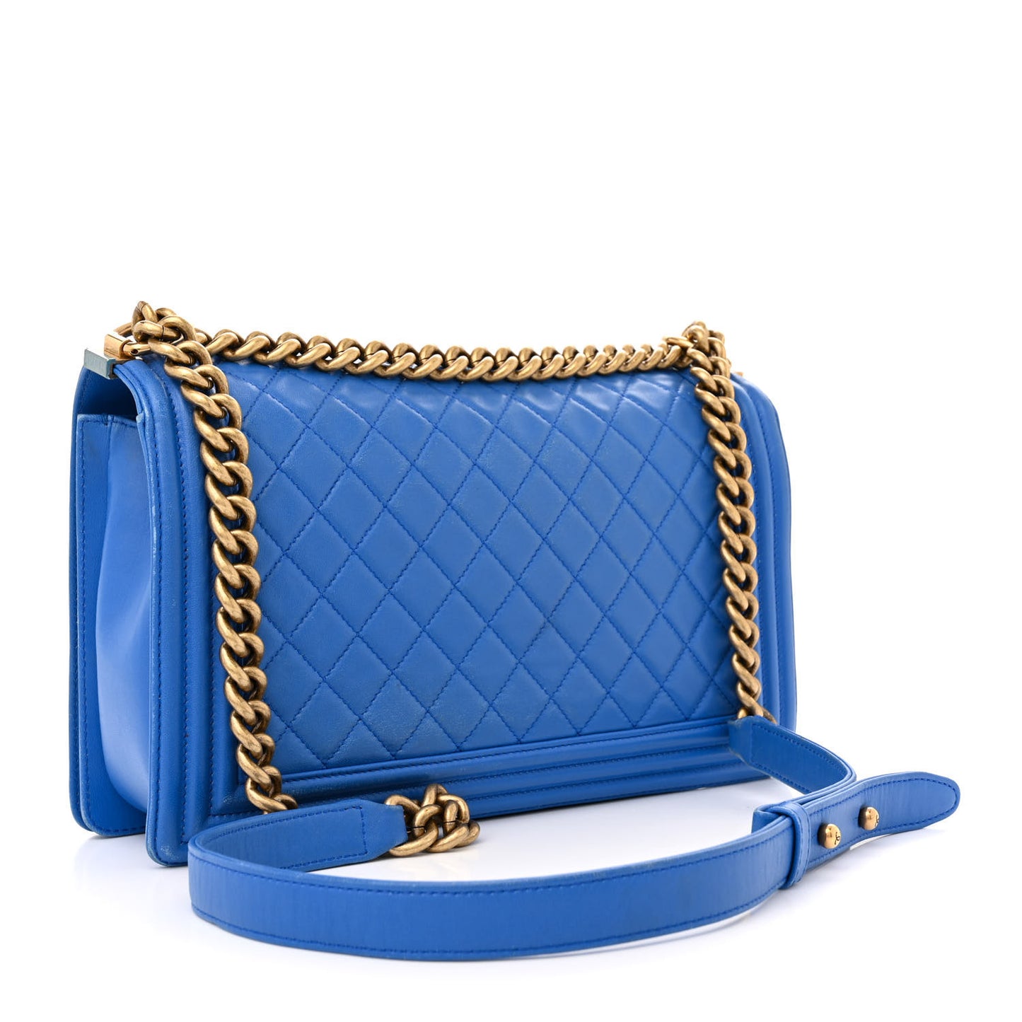 Lambskin Quilted New Medium Boy Flap Blue