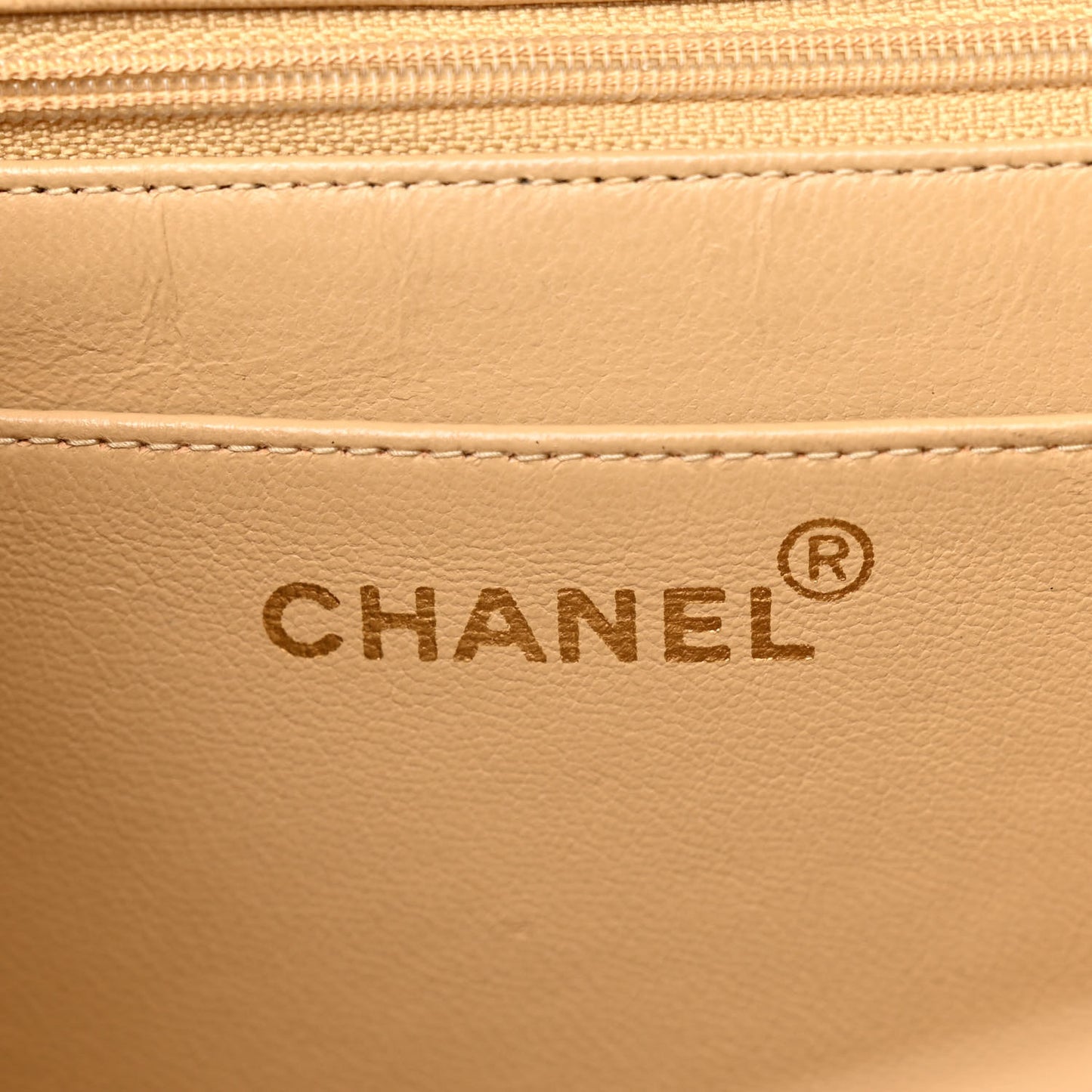 Lambskin Quilted Flap Shoulder Bag Beige