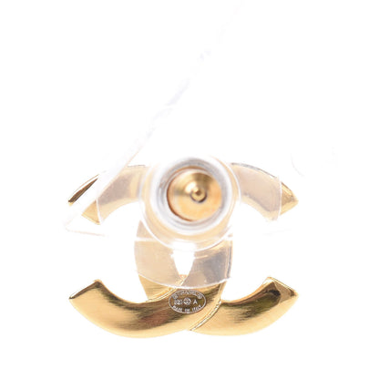 Chanel Metal CC Paris Button Stud Earrings Gold 3 of 4