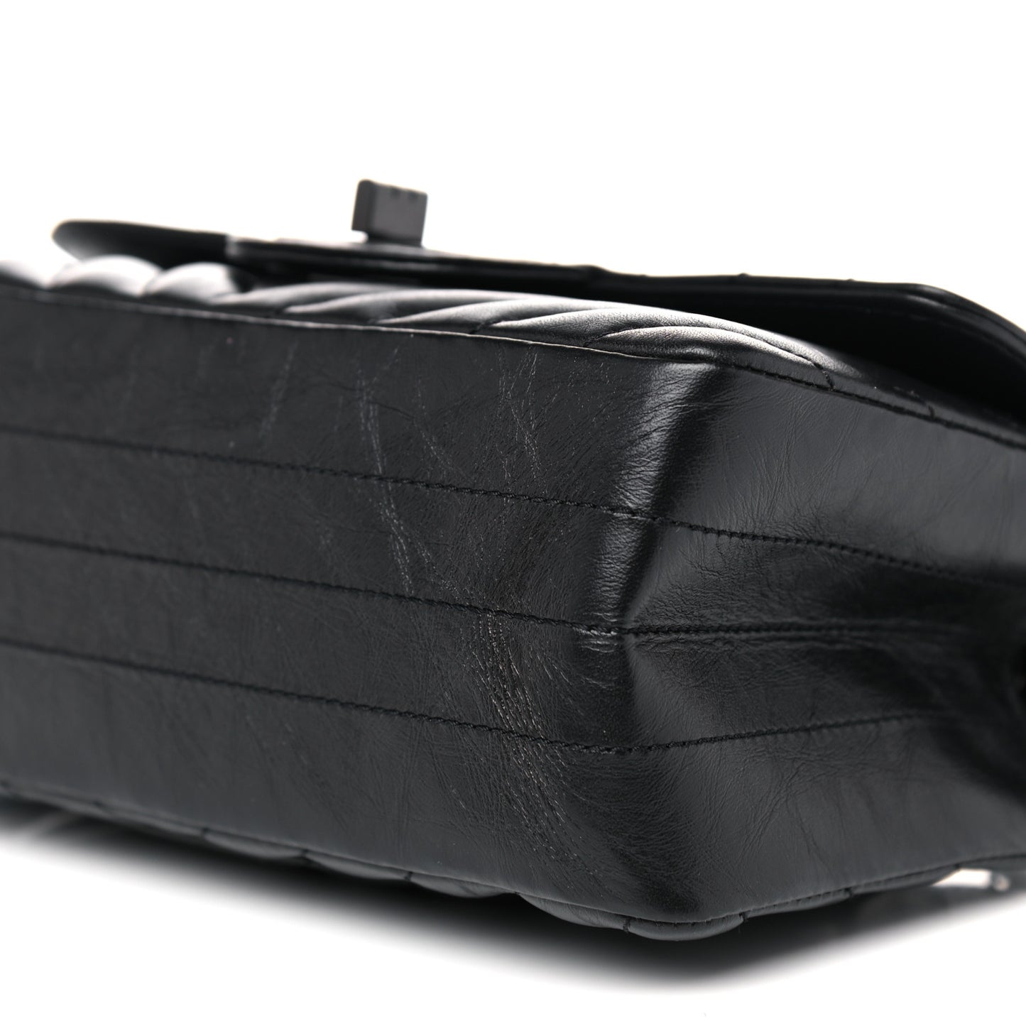Aged Calfskin Chevron Quilted 2.55 Reissue Mini Flap So Black