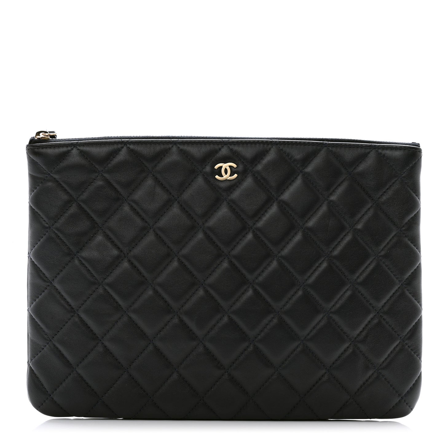 Lambskin Quilted Medium Cosmetic Case Navy Blue