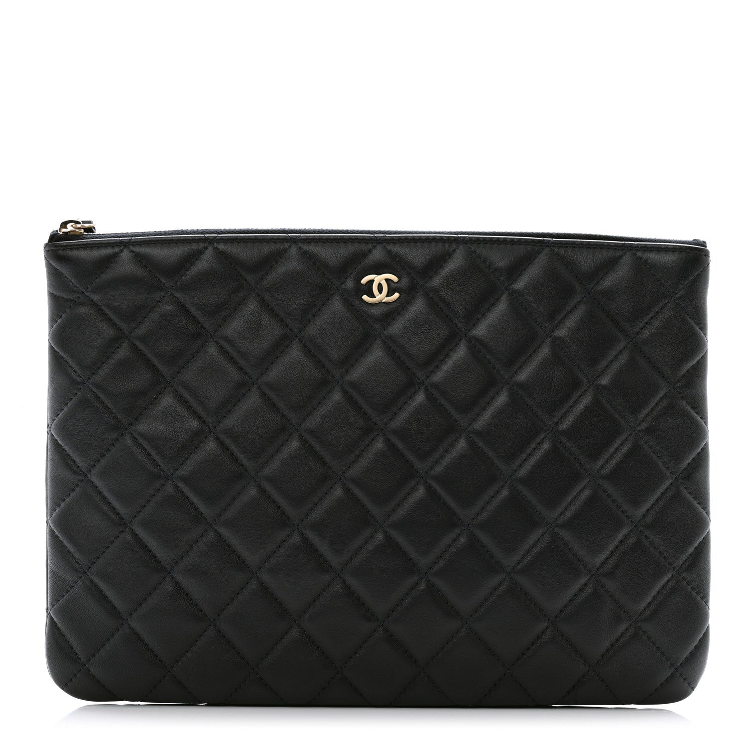 Chanel Lambskin Quilted Medium Cosmetic Case Navy Blue 1 of 9