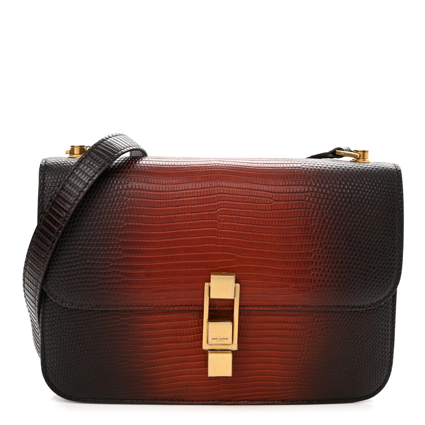 Lizard Degrade Carre Satchel Brown Red