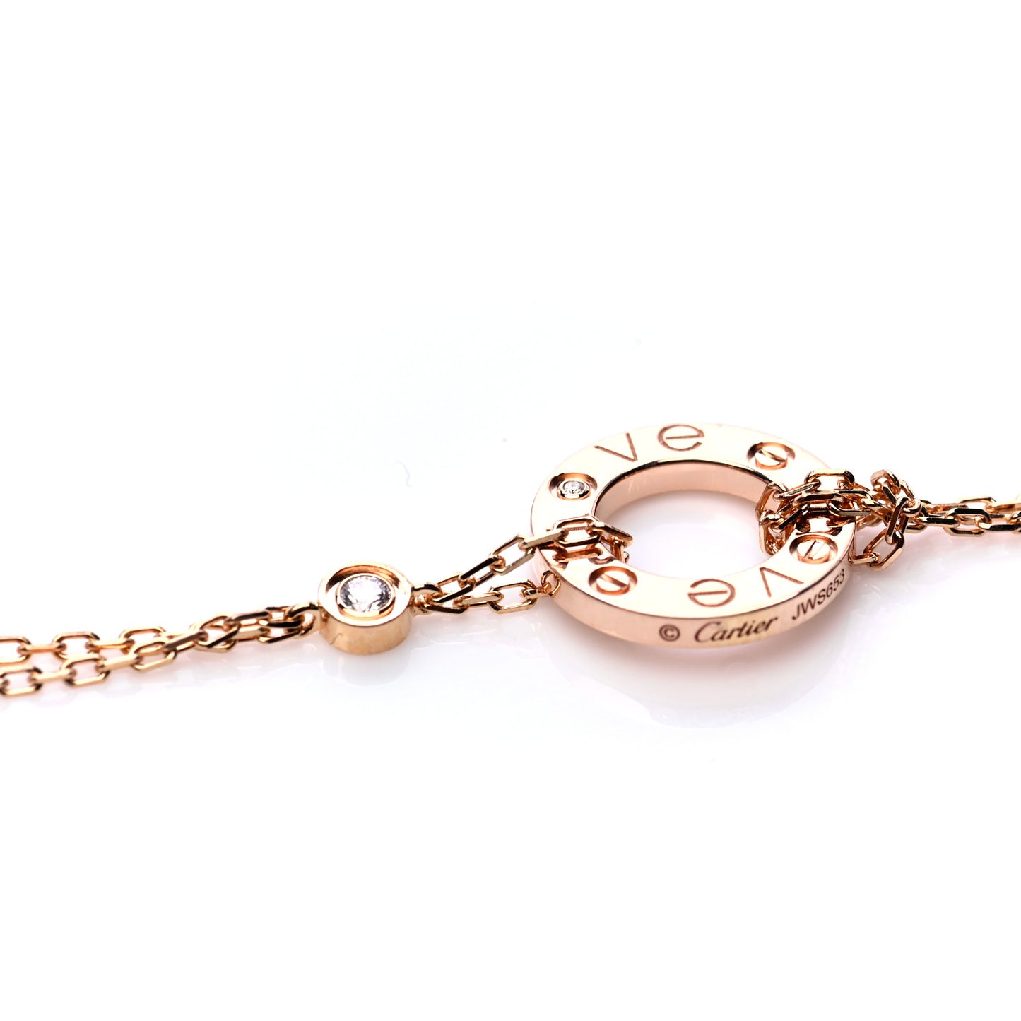 18K Pink Gold 2 Diamond LOVE Necklace