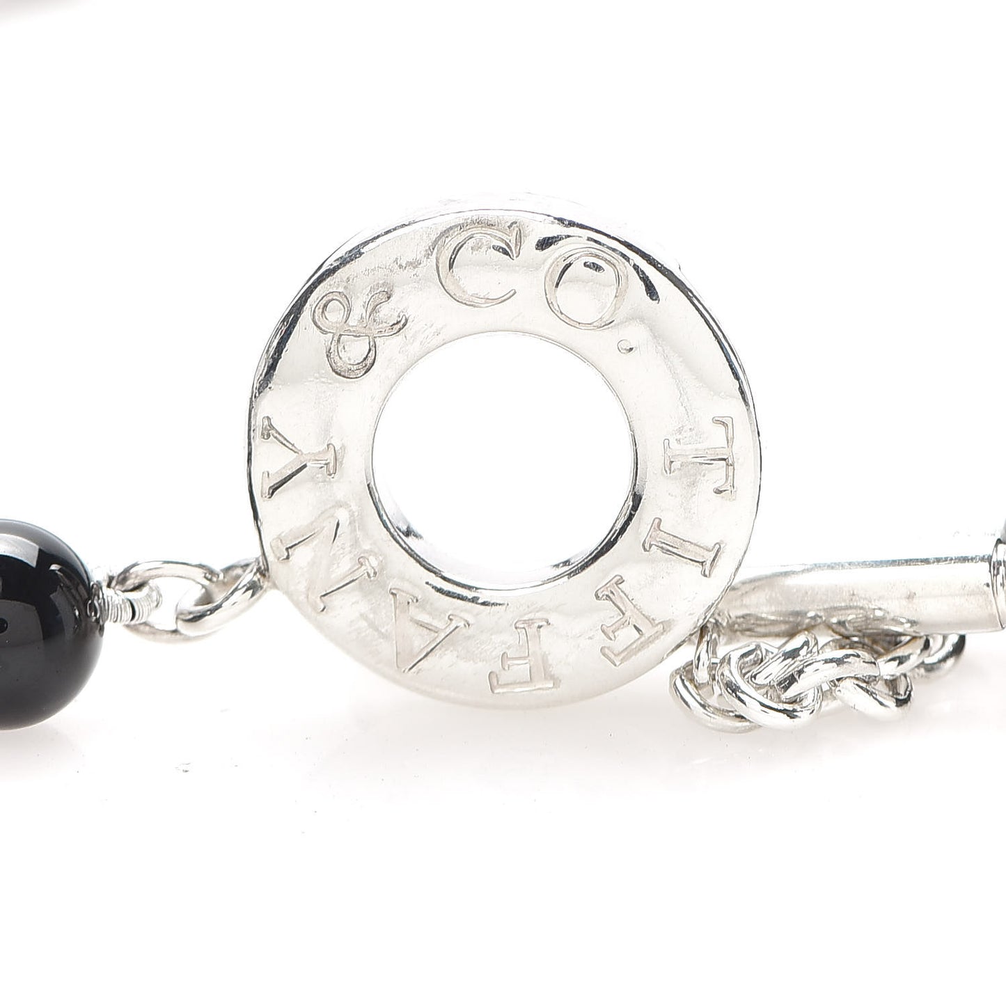 Sterling Silver Black Onyx Bead Toggle Necklace