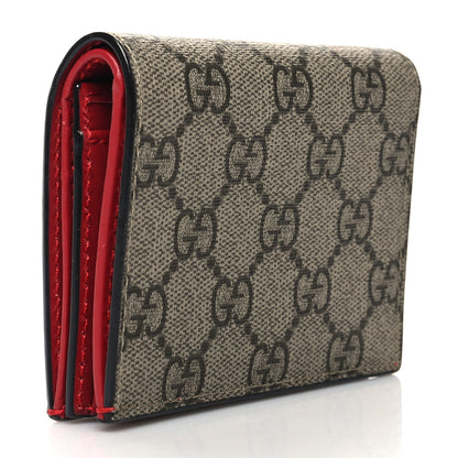 Gucci GG Supreme Monogram Cherry Embellished Card Case Wallet Hibiscus Red 3 of 8