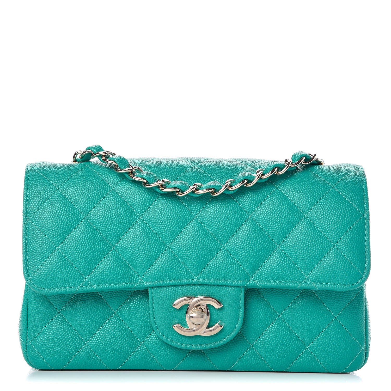 Chanel Caviar Quilted Mini Rectangular Flap Turquoise 1 of 8