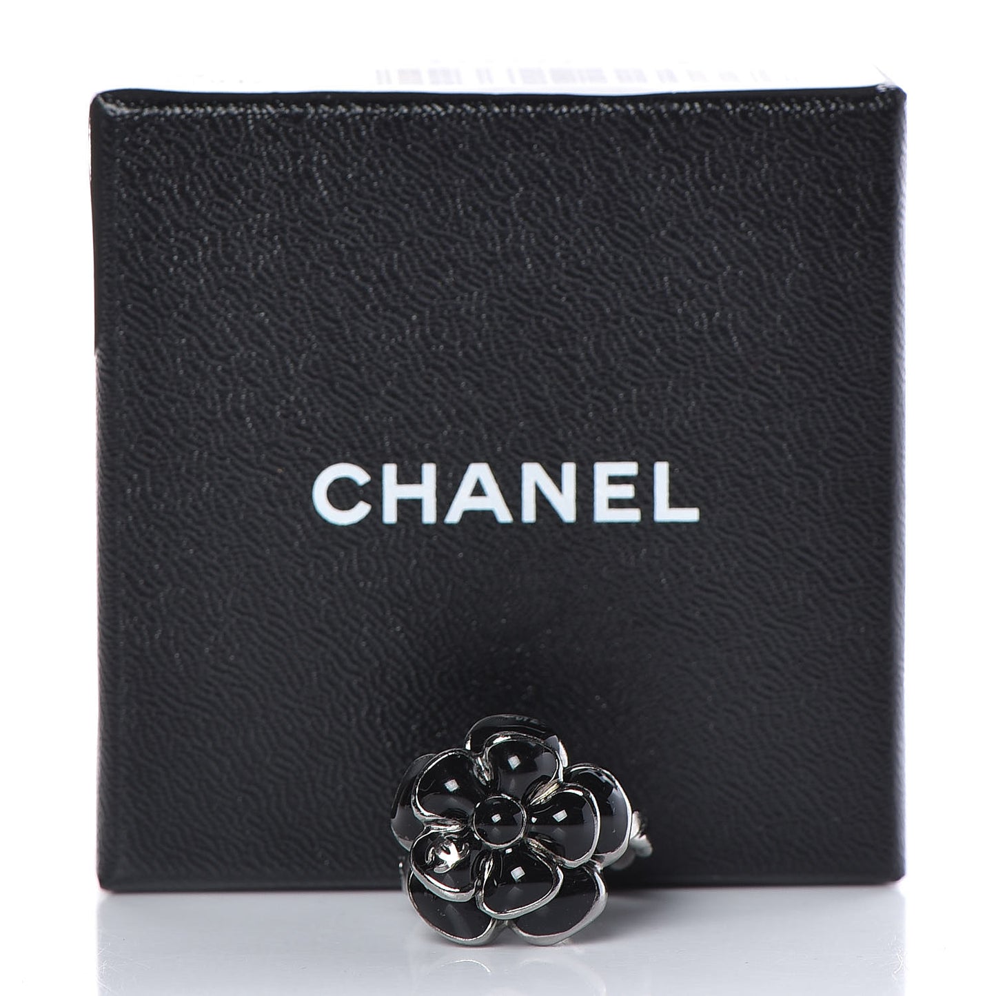 Enamel Ruthenium CC Camellia Ring 6 Black