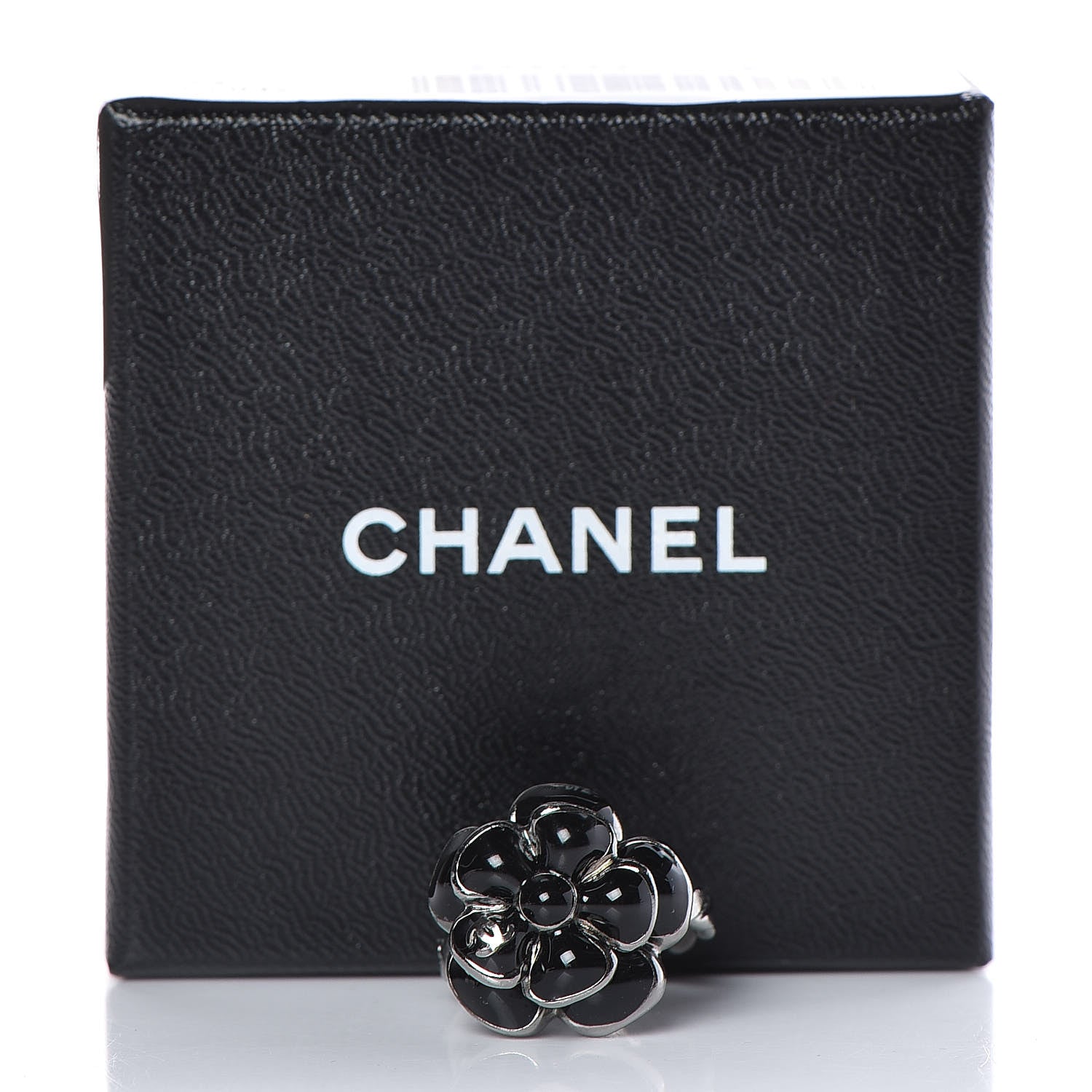 Chanel Enamel Ruthenium CC Camellia Ring 6 Black 6 of 6