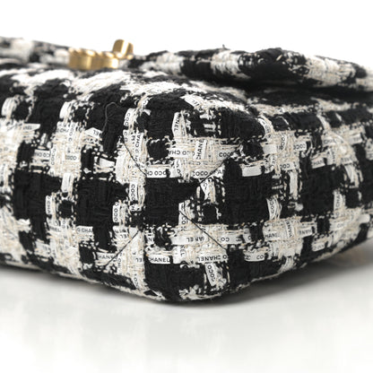 Chanel Tweed Quilted Medium Chanel 19 Flap Black Ecru White 10 of 11