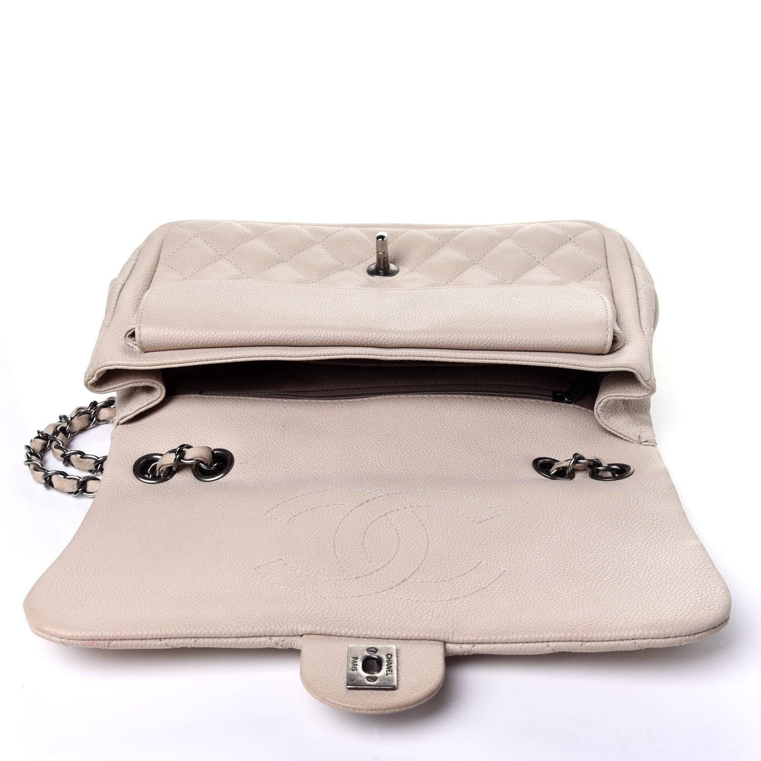 Chanel Caviar Quilted Large Now and Forever Flap Ivory 11 of 12