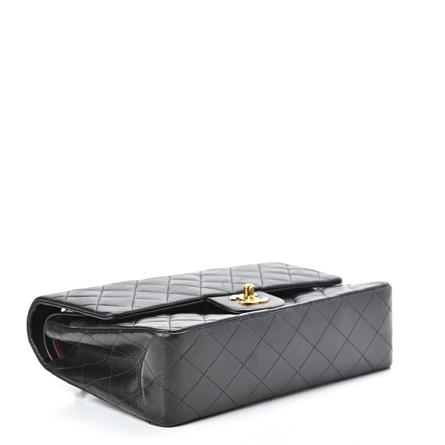 Lambskin Quilted Medium Double Flap Black