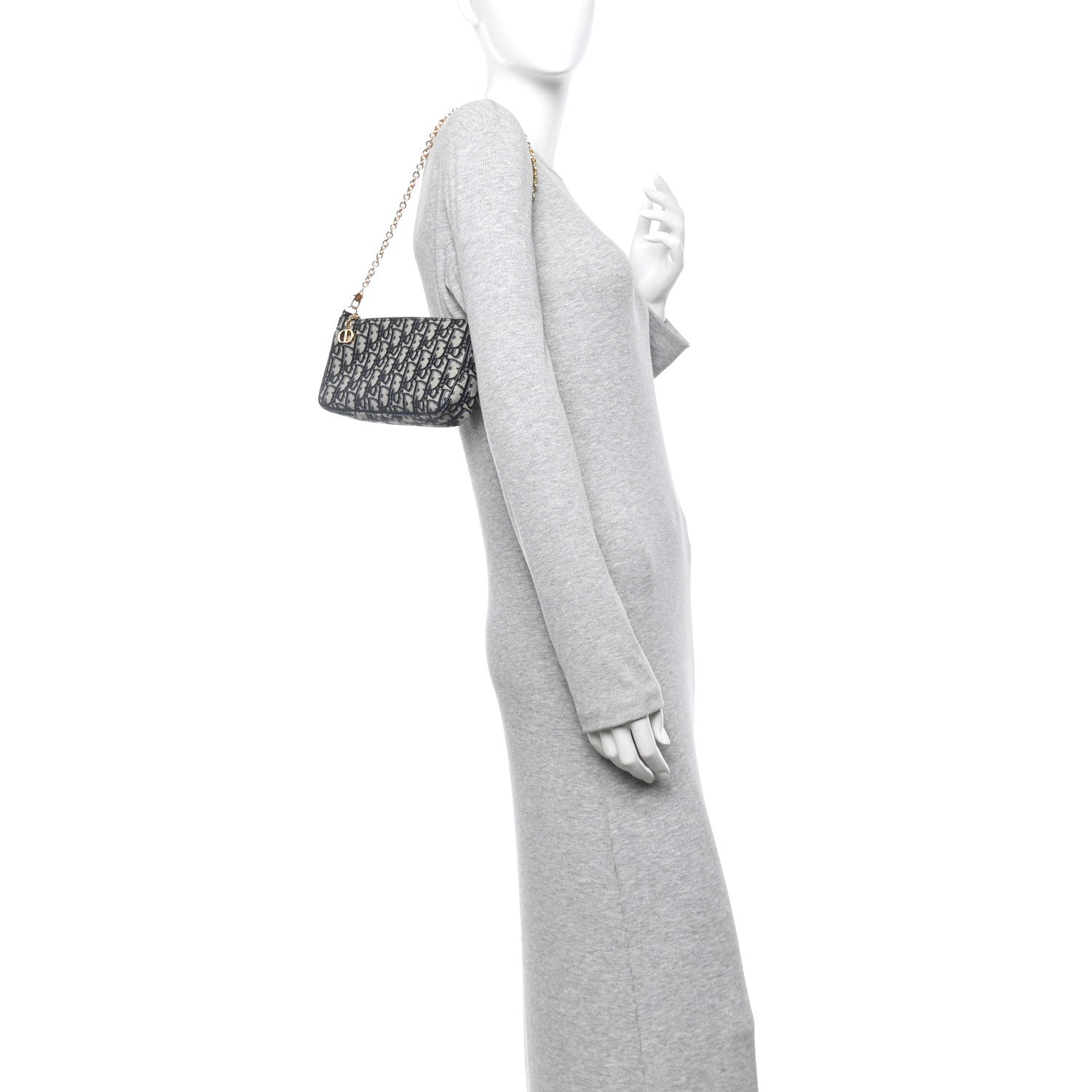 Christian Dior Oblique 30 Montaigne Pouch With Chain Blue 2 of 11