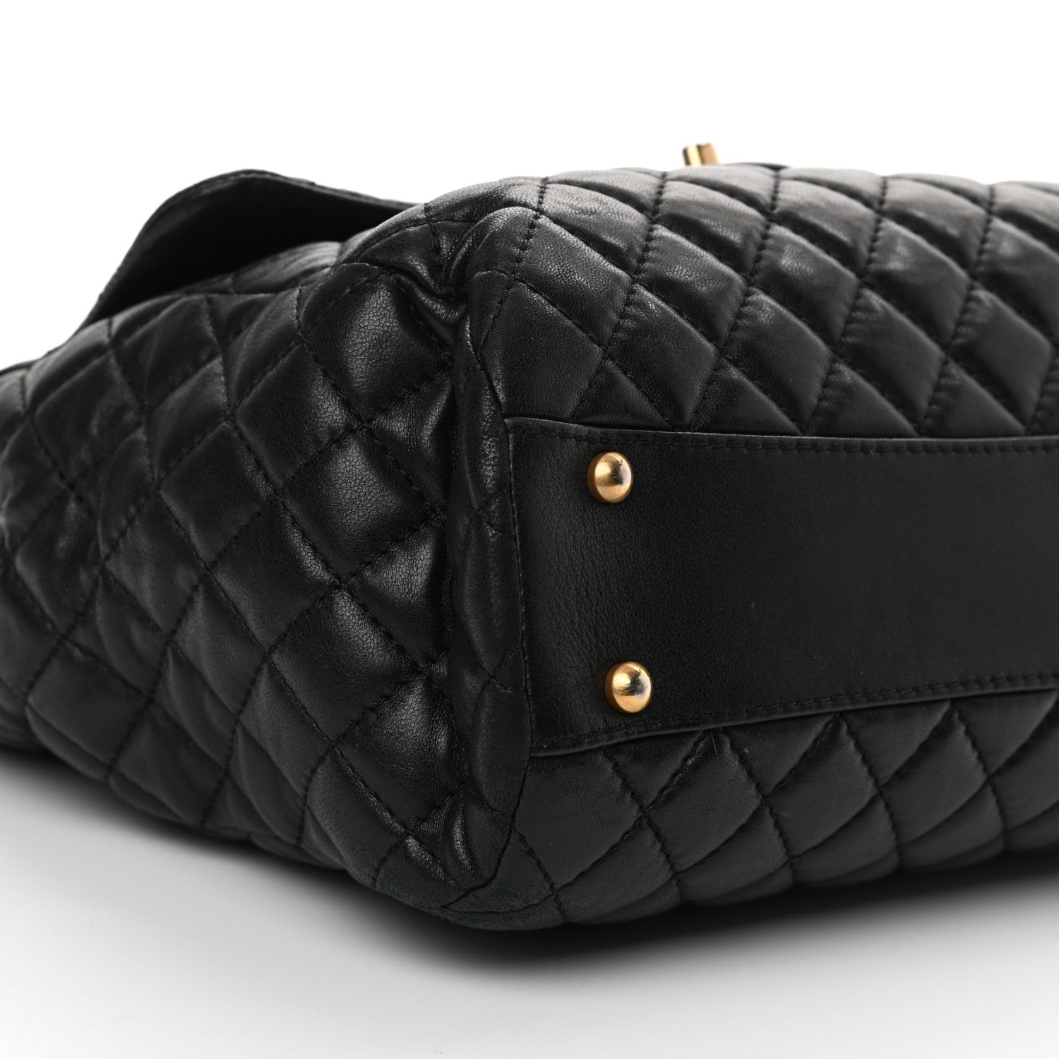 Chanel Lambskin Quilted Large Fluffy CC Shopping Tote Black 9 of 16