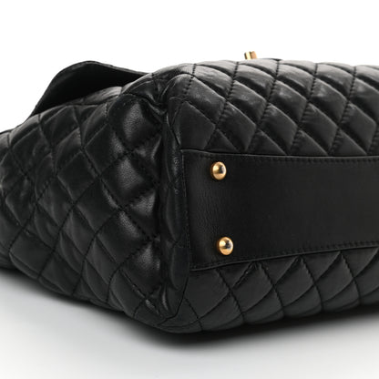 Chanel Lambskin Quilted Large Fluffy CC Shopping Tote Black 9 of 16