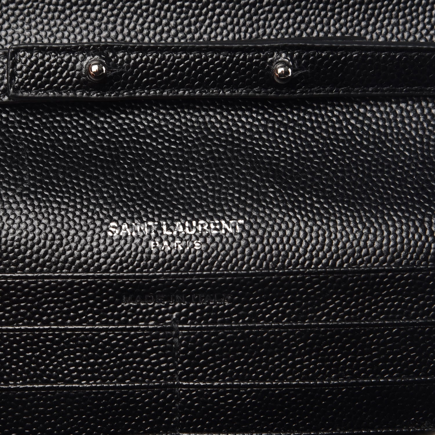 Saint Laurent Grain De Poudre Matelasse Chevron Monogram Chain Wallet Black 6 of 10