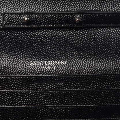 Saint Laurent Grain De Poudre Matelasse Chevron Monogram Chain Wallet Black 6 of 10