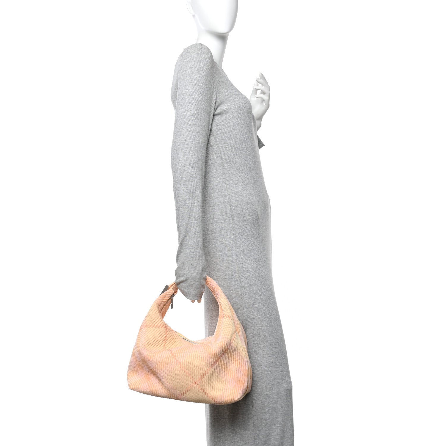 Burberry Canvas Knitted Check Medium Peg Duffle Bag Sherbert 2 of 11