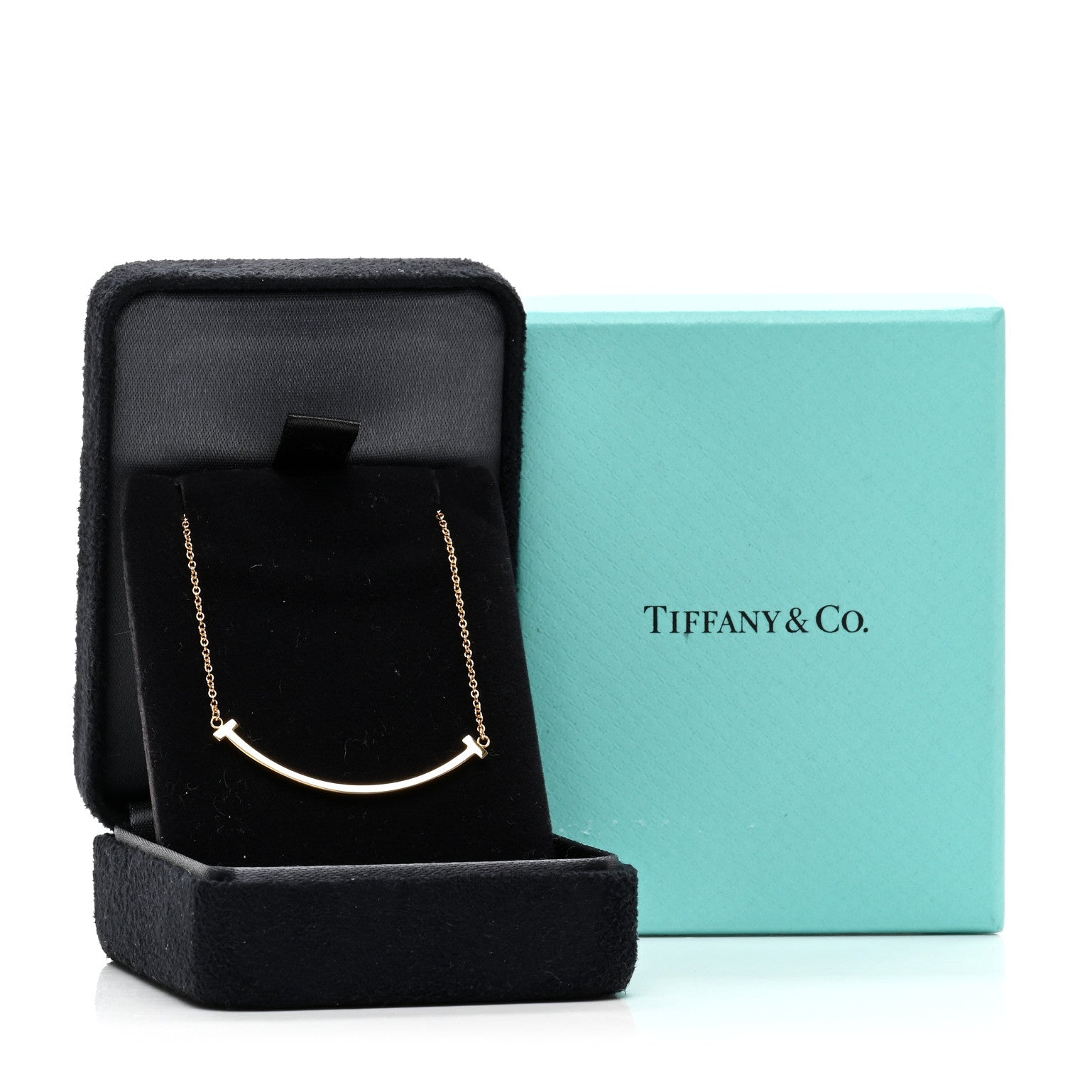 Tiffany 18K Yellow Gold Small T Smile Pendant Necklace 5 of 5