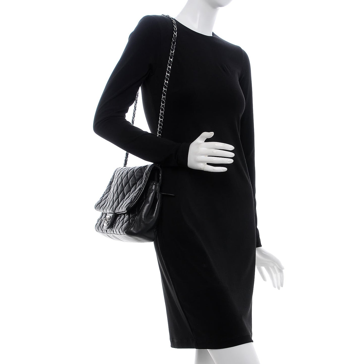 Lambskin Quilted Jumbo Coco Rain Flap Black