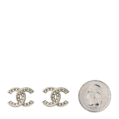 Chanel Crystal Timeless CC Earrings Light Gold 2 of 5