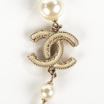 Chanel Pearl Beaded CC Short Necklace Black Gold 3 of 6